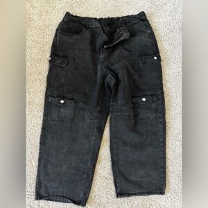 SHEIN Black Wide Leg Cargo Pants